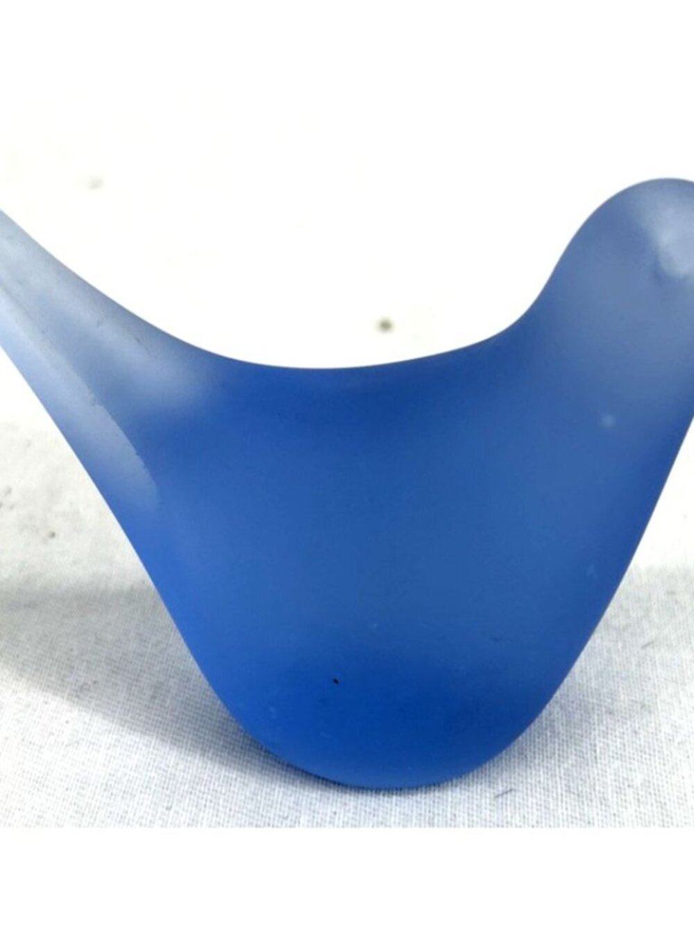 Blue Bird Paperweight Frosted Satin Art Glass Figurine 2.75" Vintage